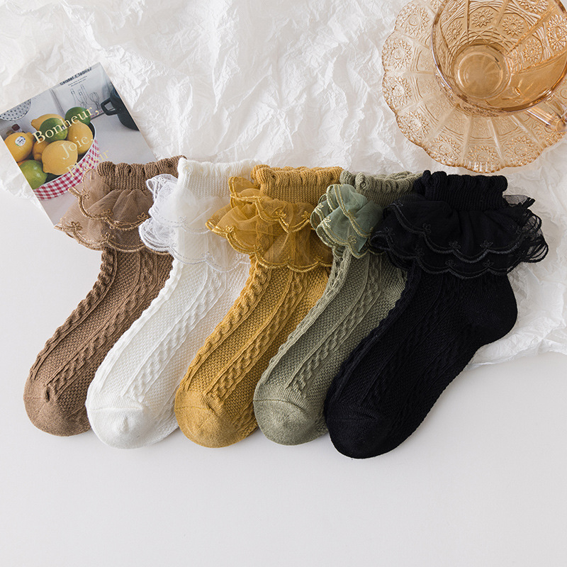 Girls Lace Ruffled Princess Socks - Soft Breathable Comfy