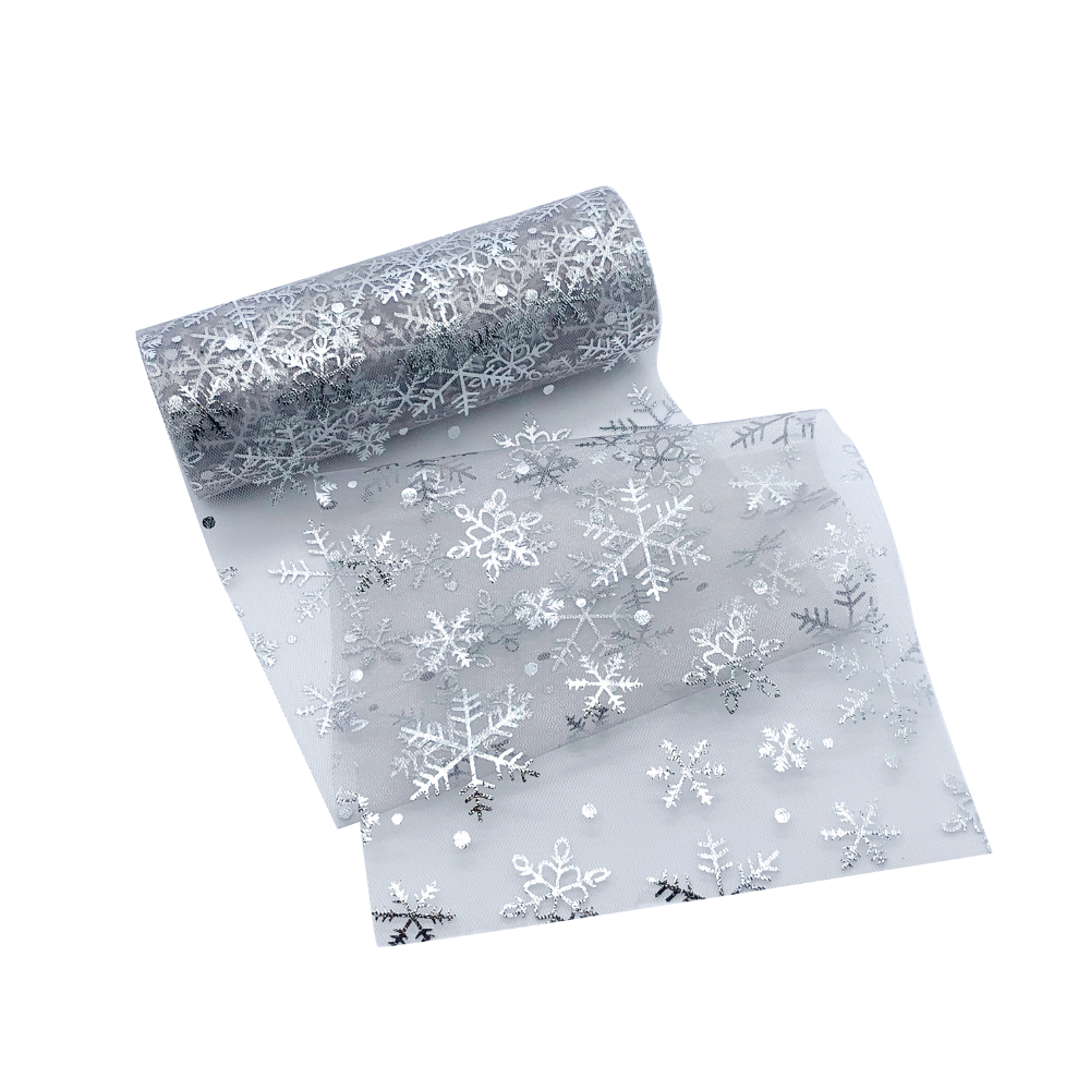 10y Snowflake Silver Foil Sheer Fabric Tulle Ribbon Netting - Temu