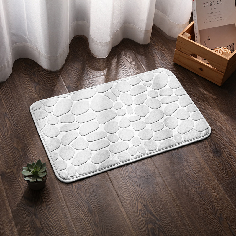 Memory Foam Bath Rug Cobblestone Embossed Bathroom Mat Rapid - Temu