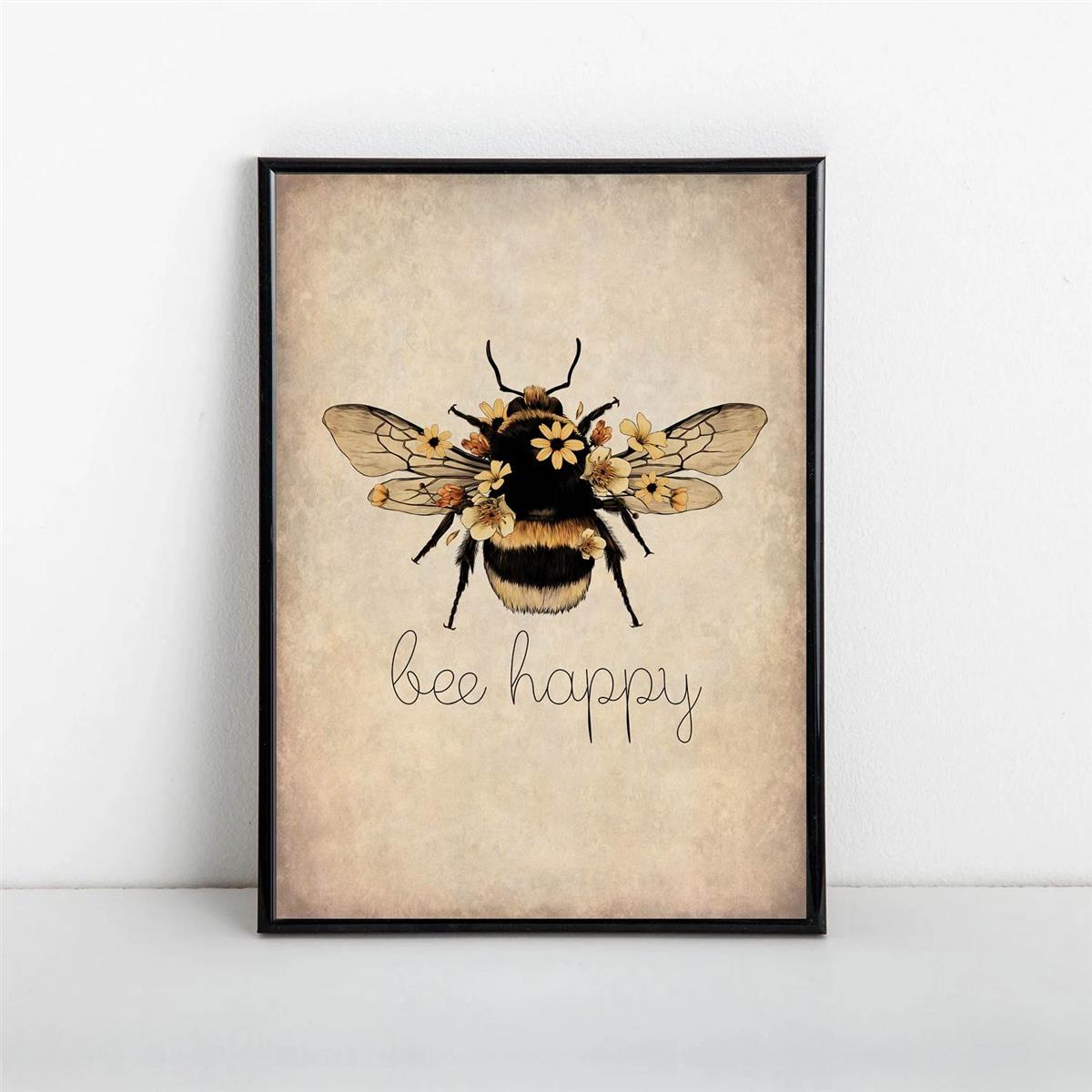 Canvas Poster Kind - Bee Bee Print Nature Temu Yourself Happy Bee