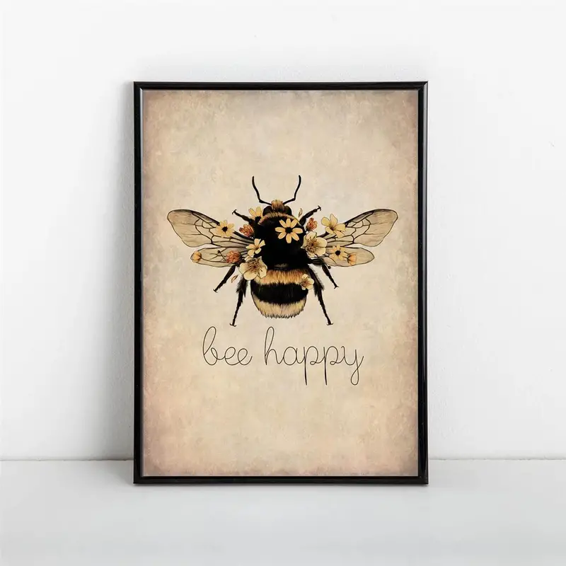 Canvas Poster Bee Happy Print Bee Kind Bee Yourself Nature - Temu