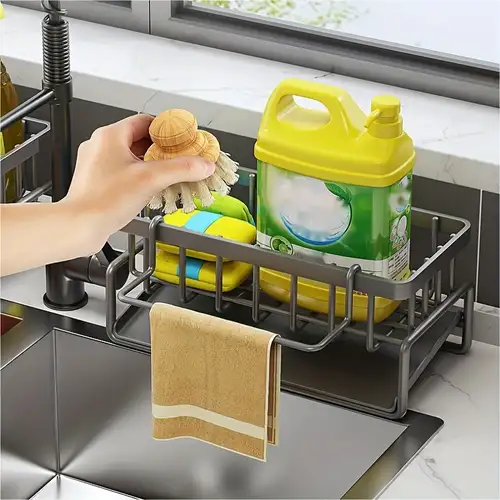 SUBEKYU Silicone Kitchen Soap Tray, Sink Tray for Kitchen Counter/Soap  Bottles, Sponge Holder and Organizer with Drain Spout, Grey, [Size: 9.5 x 5