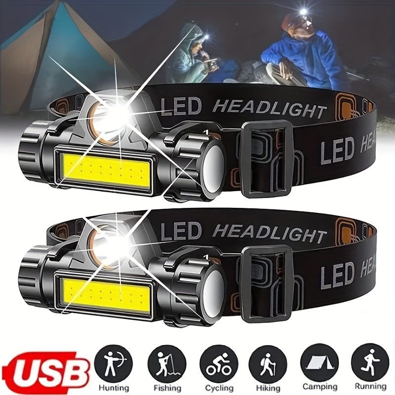 Lampe Frontale LED Rechargeable Par USB, Double Source De Lumière