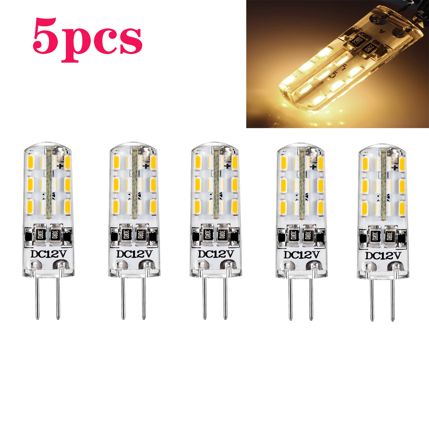 12pcs G4 Leuchten LED-Lampen Seite Pin Base Rund G4 5050 12SMD LED