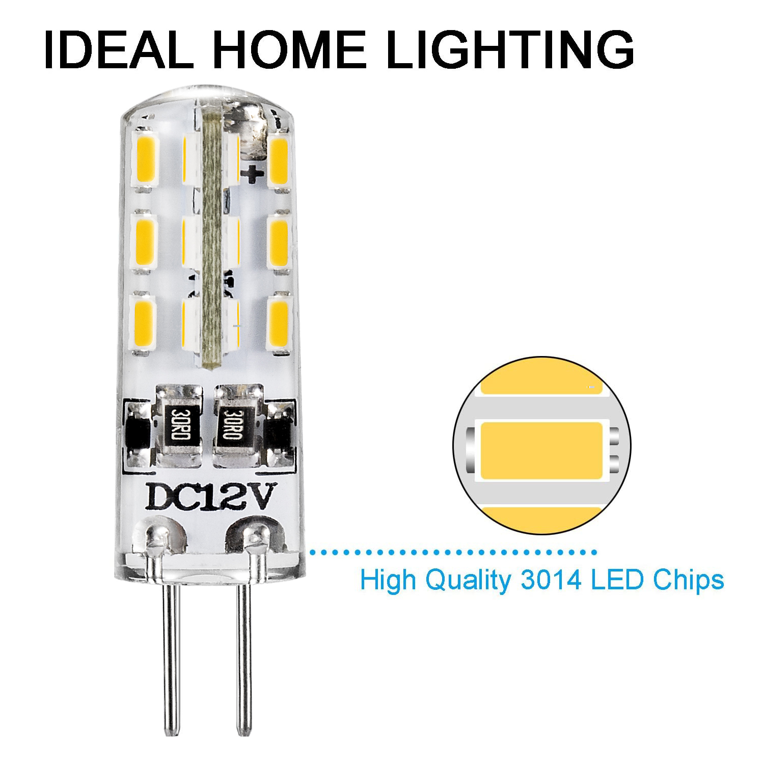 1W G4 LED Light Bulbs(8 Pack) Equivalent to 10W Halogen Bulb,DC 12V  Dimmable,6 LEDs 5050 SMD,180 Degree Beam Angle,6000K Daylight White,G4  Bi-Pin Base