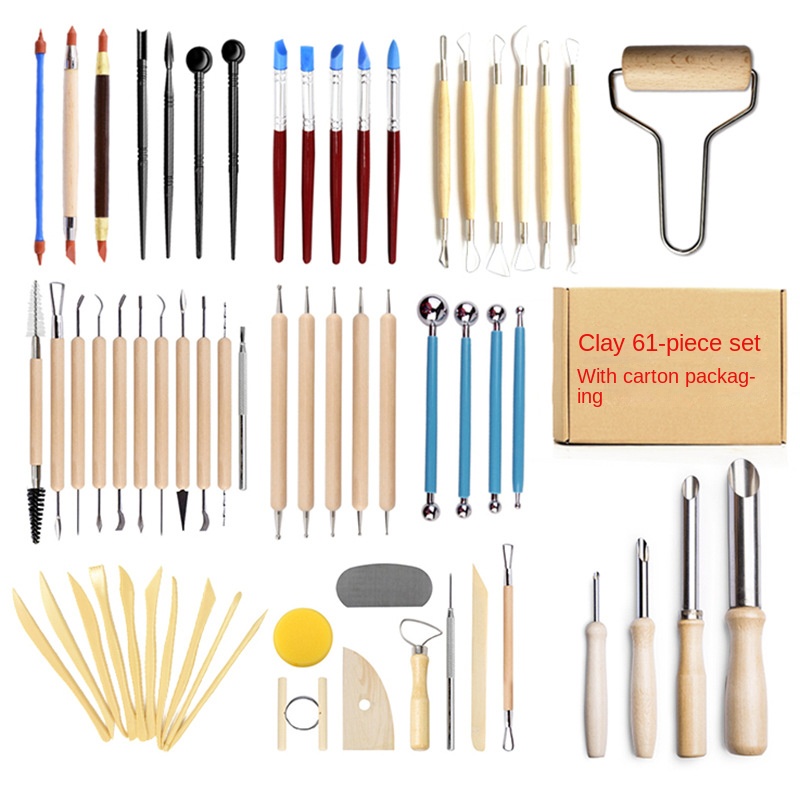 Value Pack 61pcs Clay Tool Set Carving Pottery Clay Sculpture Tool