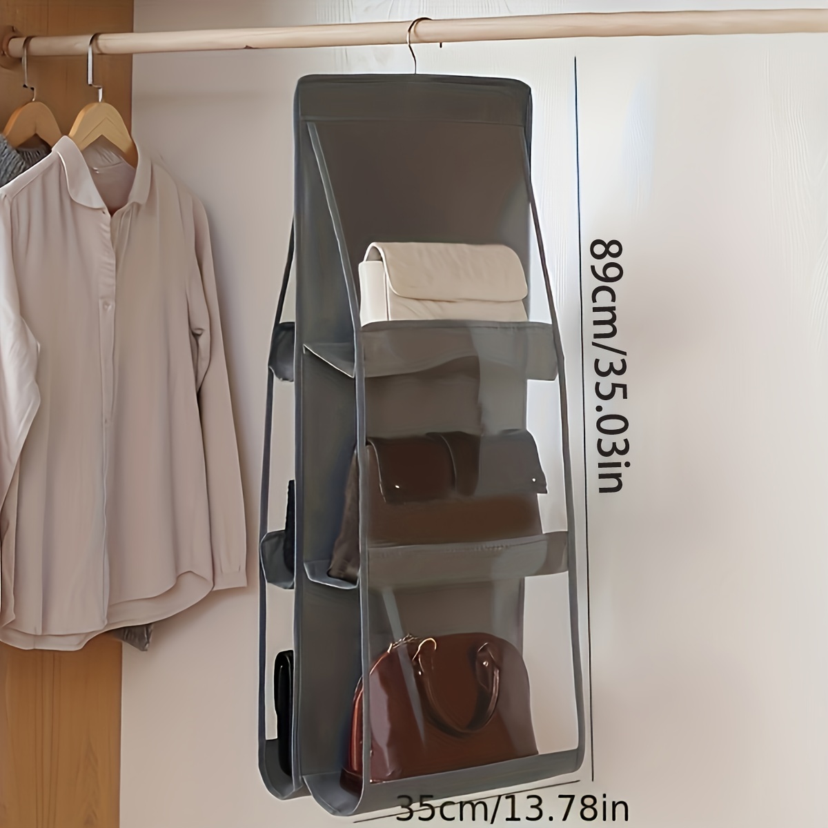 8 Pockets Hanging Purse Handbag Organizer Clear Hanging Shelf Bag Collection  Storage Holder Purse Bag Wardrobe Closet Space Saving Organizers - Temu  Ireland
