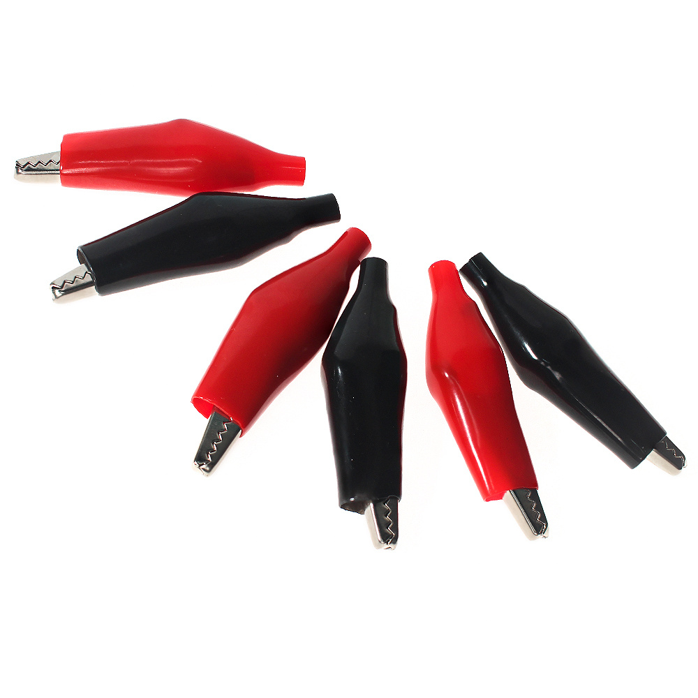 IIVVERR - Cable de pinza de cocodrilo eléctrico para prueba de batería,  color negro, rojo, 30 A, 2 unidades (1.2 in, mandíbula, cable de clip de