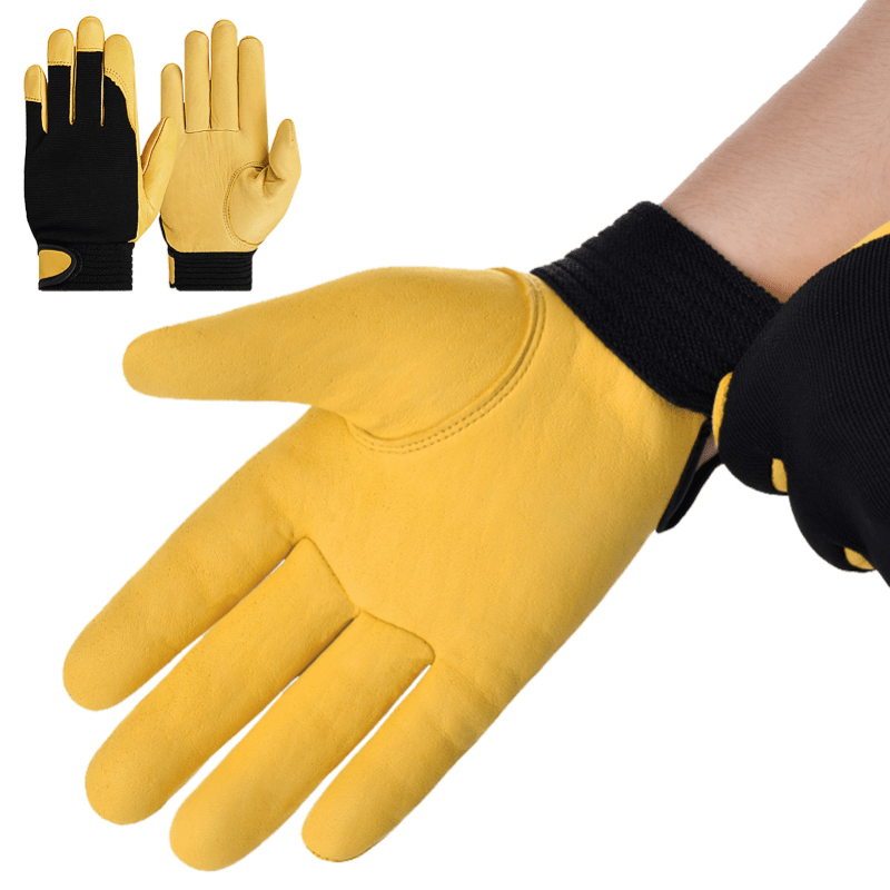 Guantes de trabajo de cuero, guantes de jardín a prueba de pinchazos para  mujeres, guantes de trabajo de seguridad resistentes para hombres