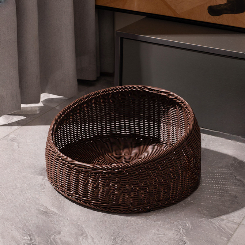 Handmade Cat Bed Round Woven Straw Cats Nest For All Seasons