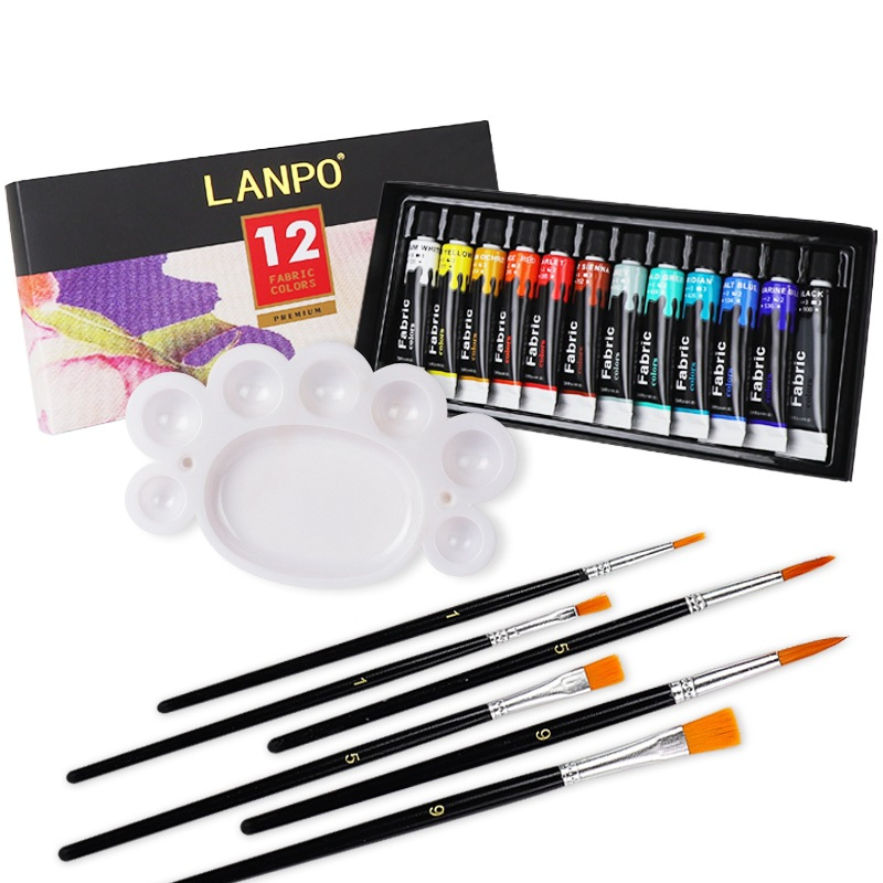 Pintura para Tela Educativa 12 Colores 2 Pinceles Kit Profesional de Pintura  para Tela DIY para Ropa : : Hogar y cocina