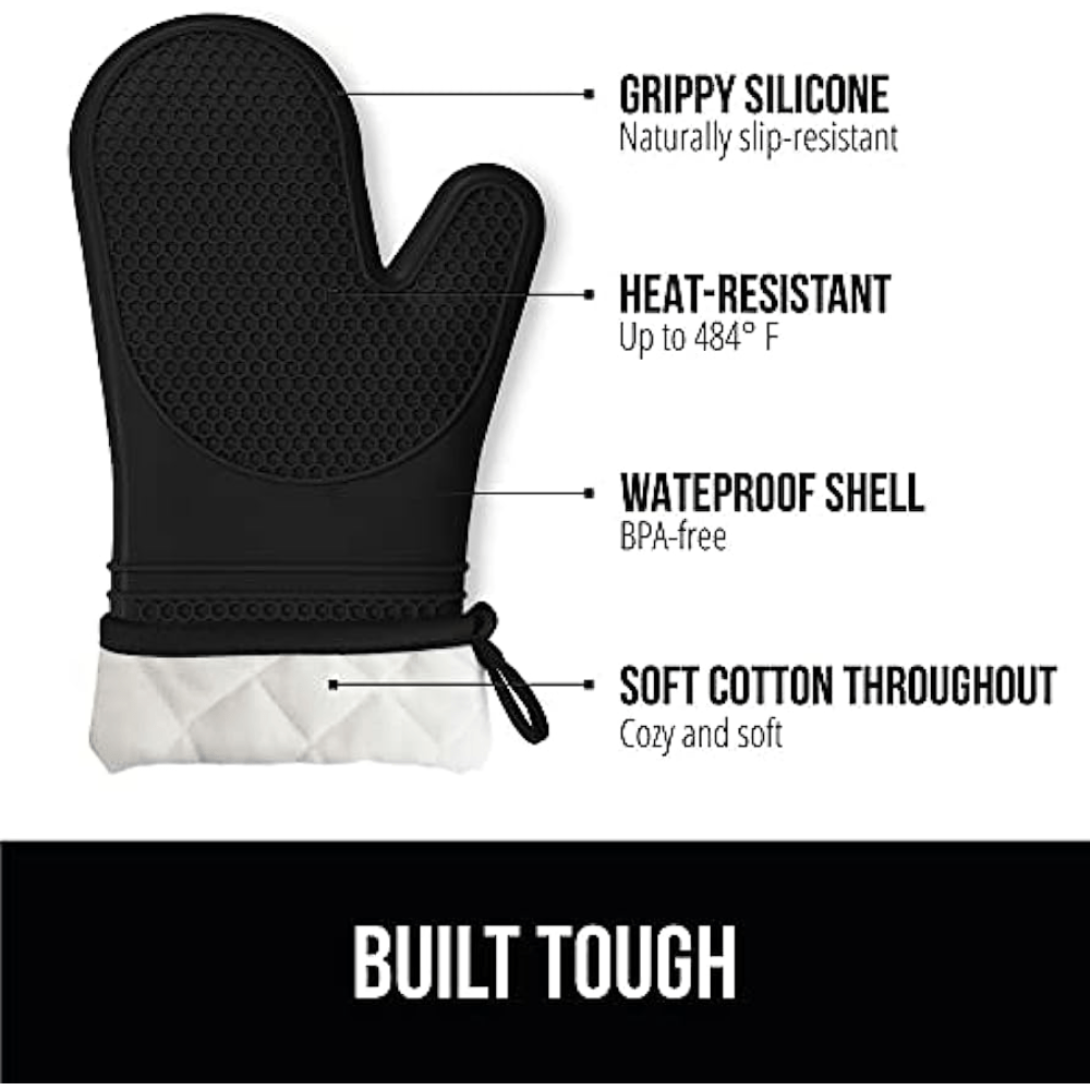 2pcs, Polyester Oven Mitts, Short Heat Resistant Mitts, Microwave Oven  Double Layer Baking Oven Insulation Gloves, Non-Slip Grip Surfaces And  Hanging