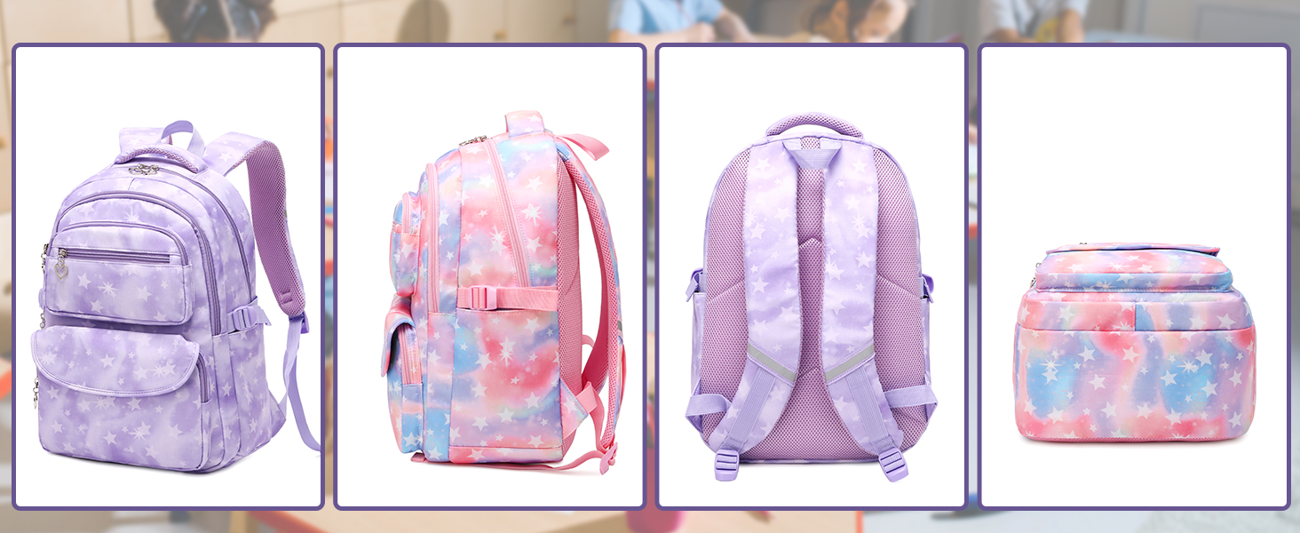 Backpack Lunch Bag And Pen Bag Set, Simple Full Five-pointed Star Print  Backpacks For Girls, Lightweight Breathable Teens Girl Bookbags, Primary  School Middle School Cute Backpack For Teenager - Temu