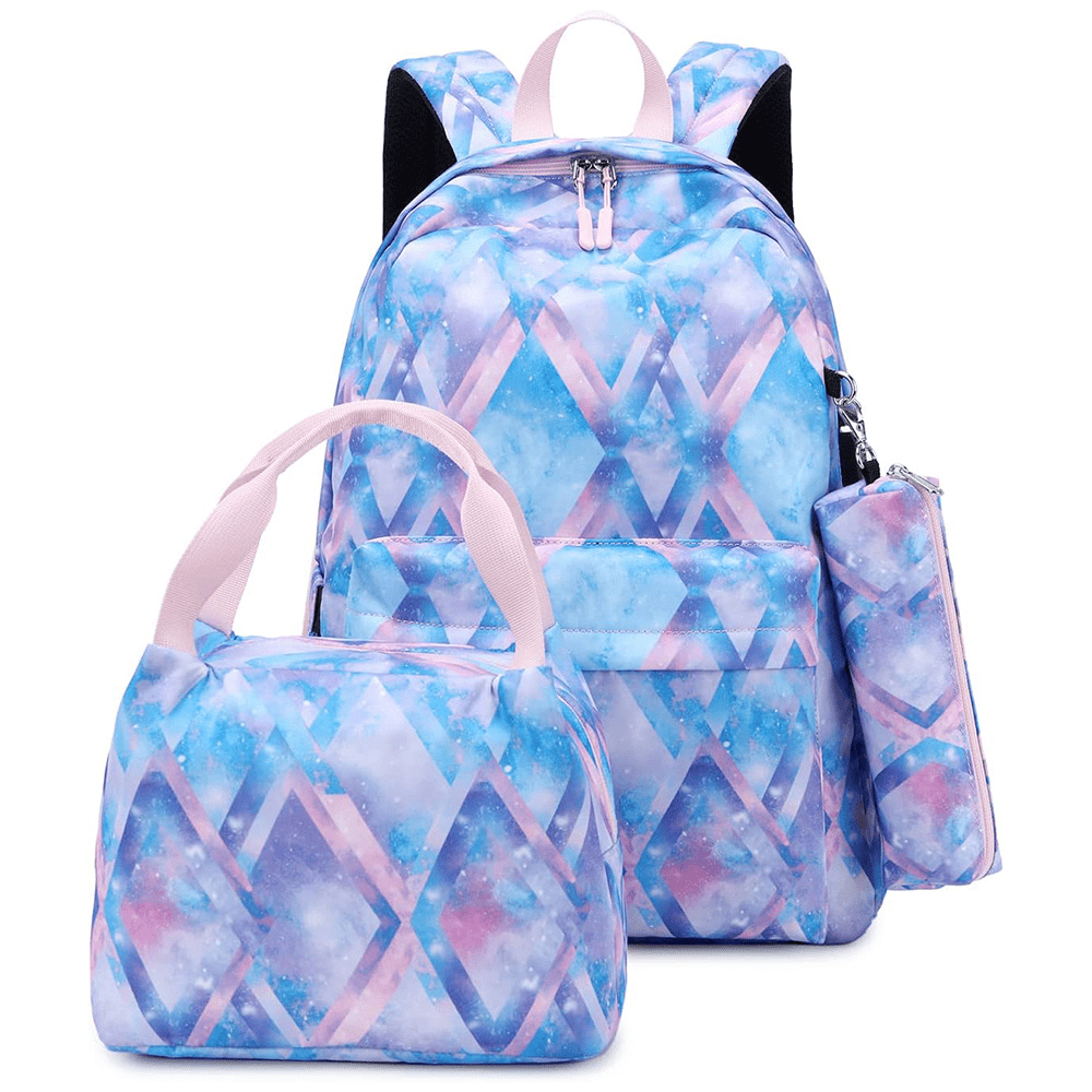 School Backpacks for Teen Girls Lightweight Canvas Bookbags Set with Lunch  Bag & Pencil Case