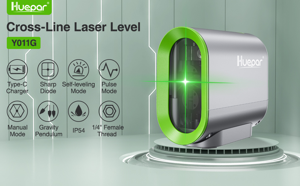 Huepar Niveau Laser à Ligne Croisée Verte 2 Lignes V & H Auto-Nivellement  avec Batterie Li-ion & Type-C Outil Laser Portable-FC011G - Cdiscount  Bricolage