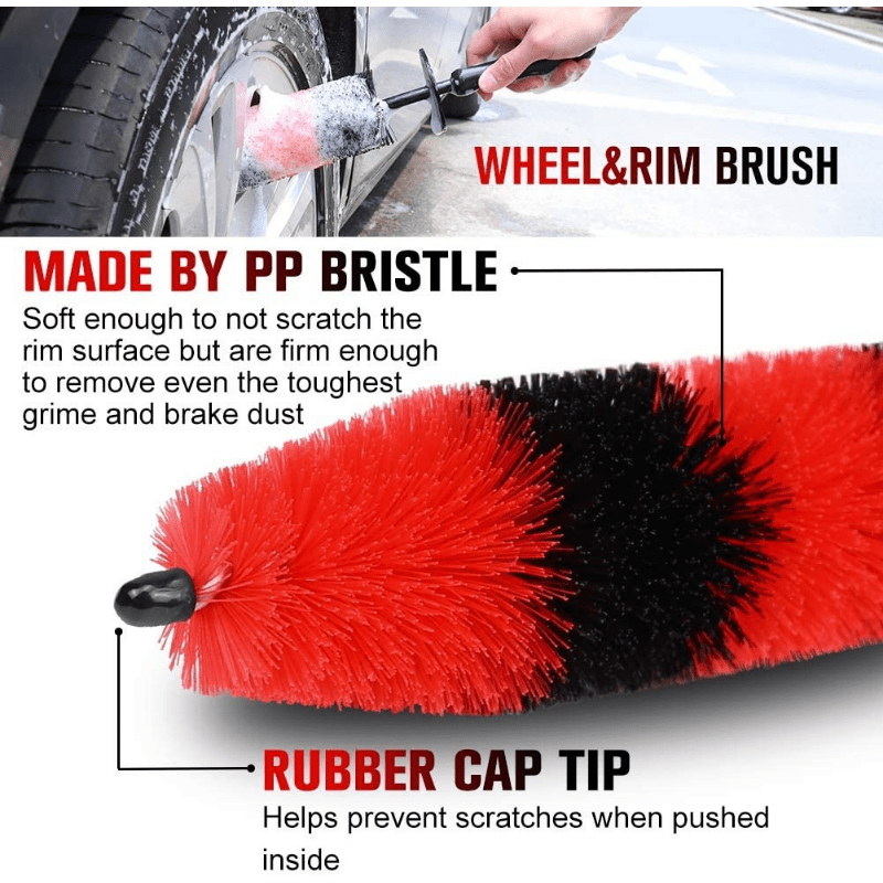 Wheel Rim Brush, Soft Bristle Long Master Car Detailing Brush