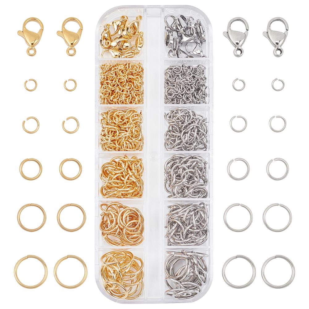 60pcs Lobster Clasps with 120pcs 4mm Open Jump Rings 304 Stainless