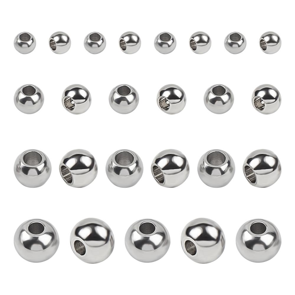 4 Sizes Round Spacer Beads 304 Stainless Steel Loose Beads Small