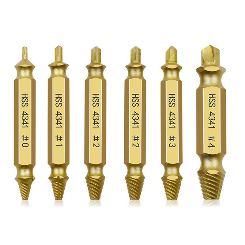 6ks súpravy bitov na extrakciu poškodených skrutiek s krabicou na náradie