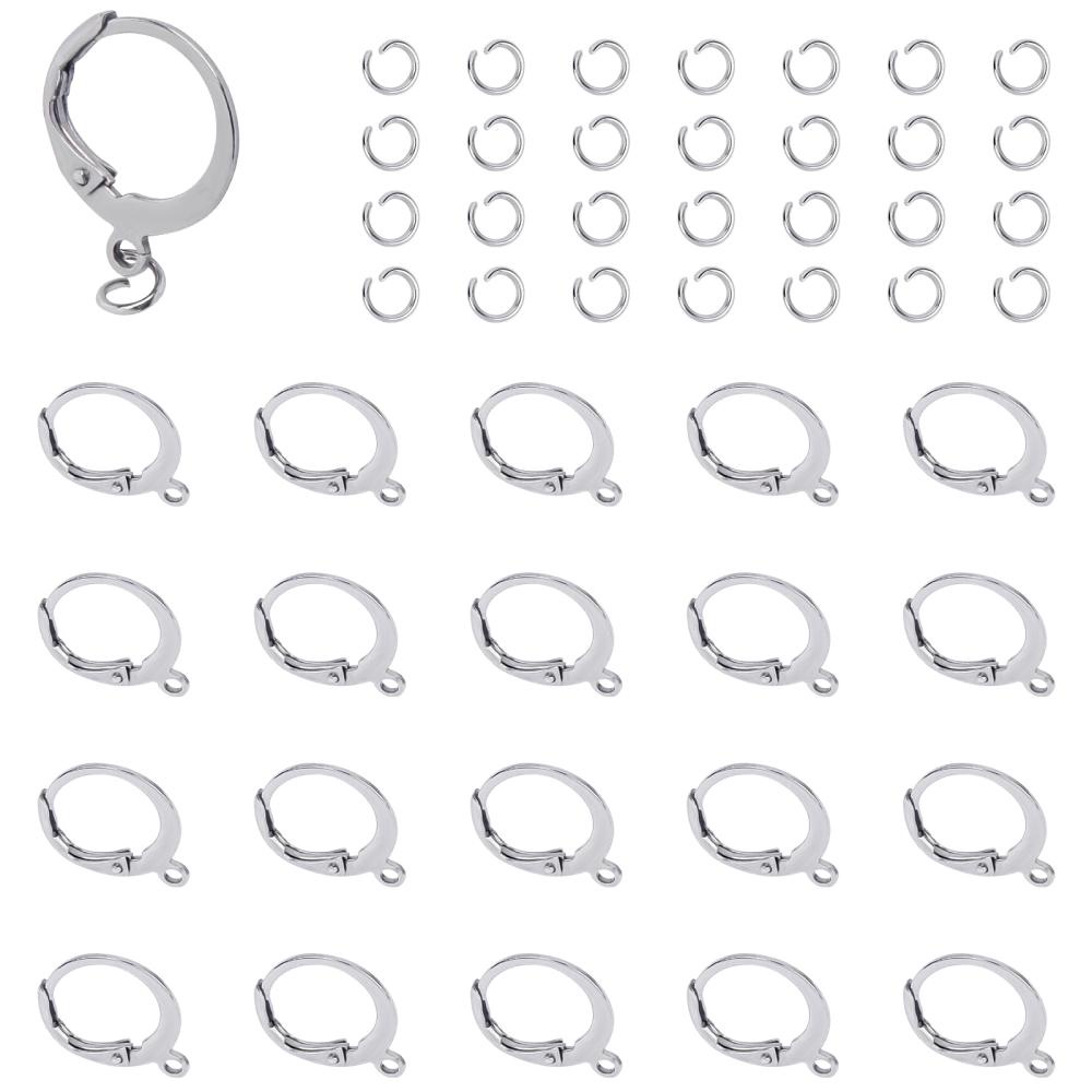 80pcs/1Box Leverback Earring Findings With Jump Rings 304 Stainless Steel  Earring With Loop Lever Back Hoop Earring Accessories For DIY Earring Neckla