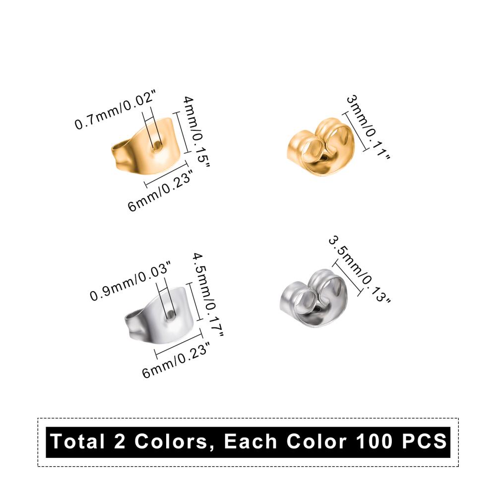 2 Colors Ear Nuts 304 Stainless Steel Earring Backs Nut - Temu