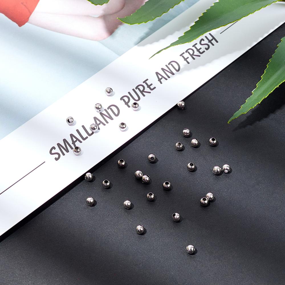 500pcs Tiny Round Metal Beads 1mm Small Hole Ball Spacer Beads Stainless  Steel Bead 3mm Dia Loose Beads Metal Spacers for Jewelry Making Findings  DIY Stainless Steel Color 