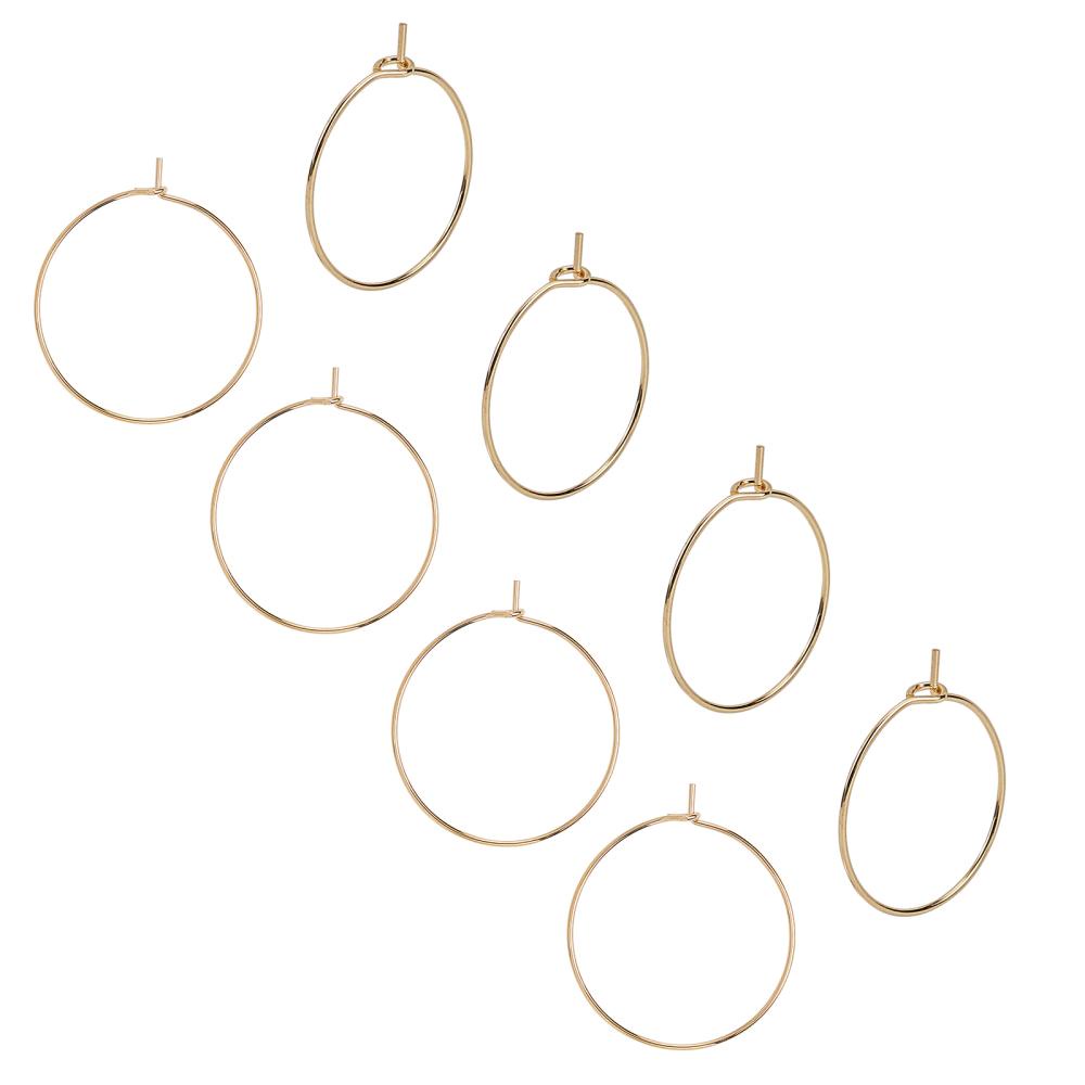 Brass Wine Glass Charm Rings Hoop Earrings Findings Gunmetal - Temu