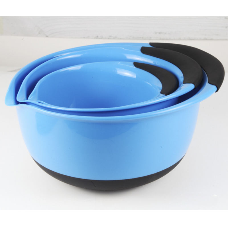 Plastic Mixing Bowl Set, Salad Mixing Bowls With Rubber Grip Handles And  Spouts, Kitchen Gadgets, Kitchen Accessories - Temu