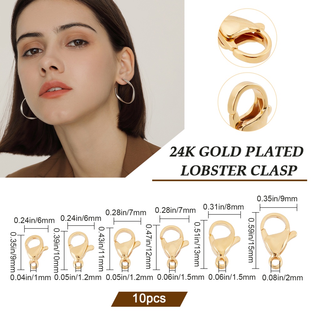 6 Styles 24k Gold Plated Lobster Claw Clasps Jewelry Clasps - Temu