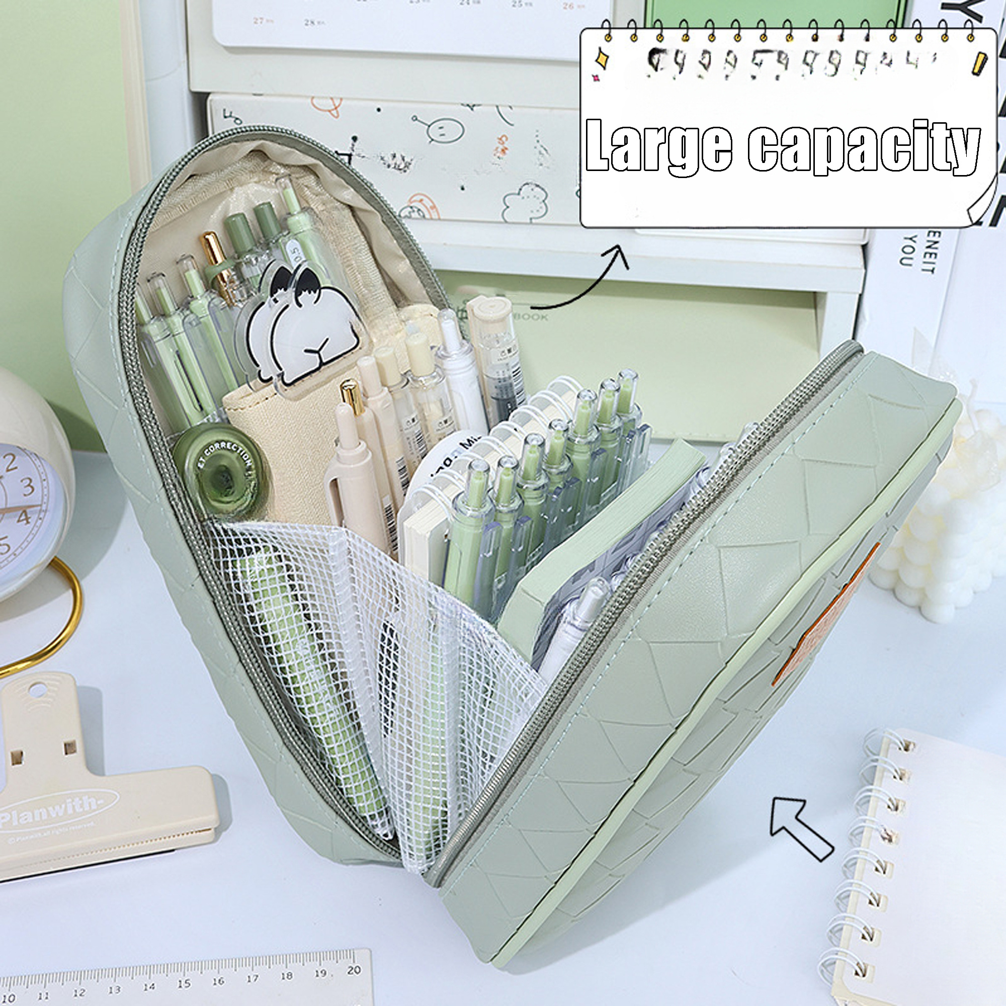 White Green Large Capacity Woven Pencil Bag Portable Pencil - Temu United  Arab Emirates