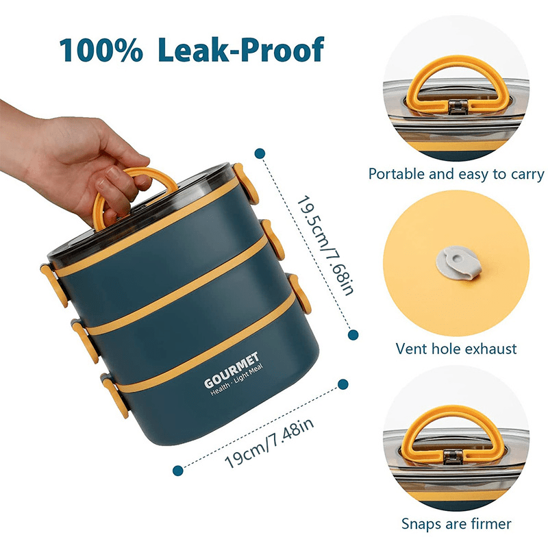 2000ml 3 Tier Bento Lunch Box Leakproof Container