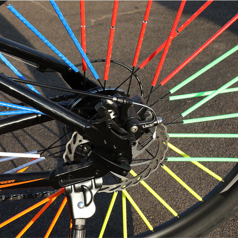 12pcs reflective bicycle wheel spokes sticker kit enhance visibility and safety during night rides details 2