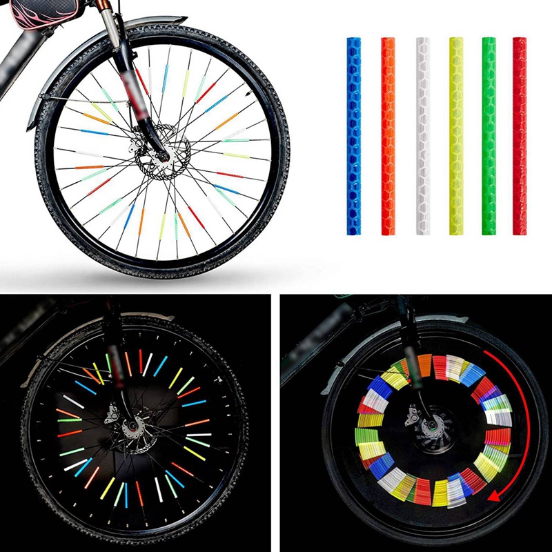 12pcs reflective bicycle wheel spokes sticker kit enhance visibility and safety during night rides details 10