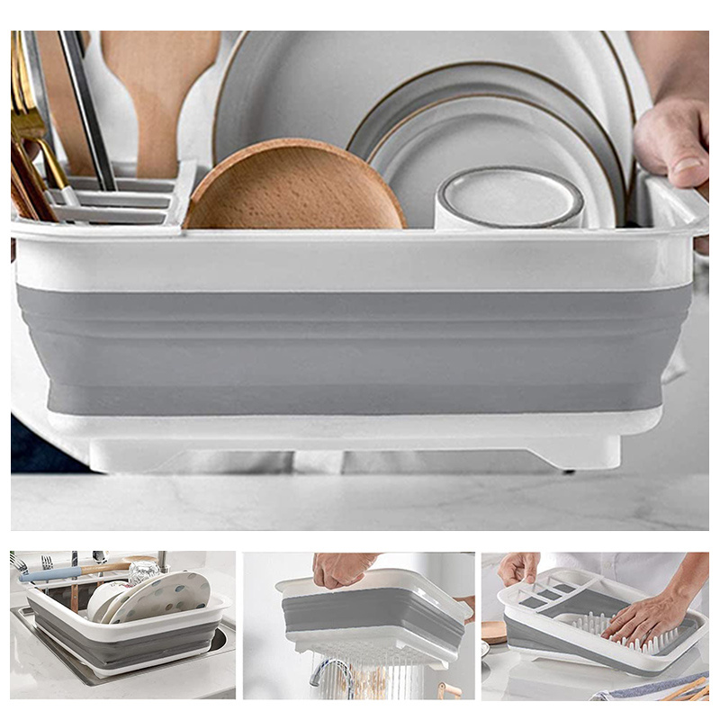 Foldable DIY Dish Rack Portable Silicone Drying Rack Folding Bowl