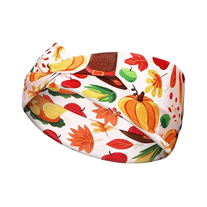 Thanksgiving Pumpkin Twisted Hair Band Maple Leaf Headband