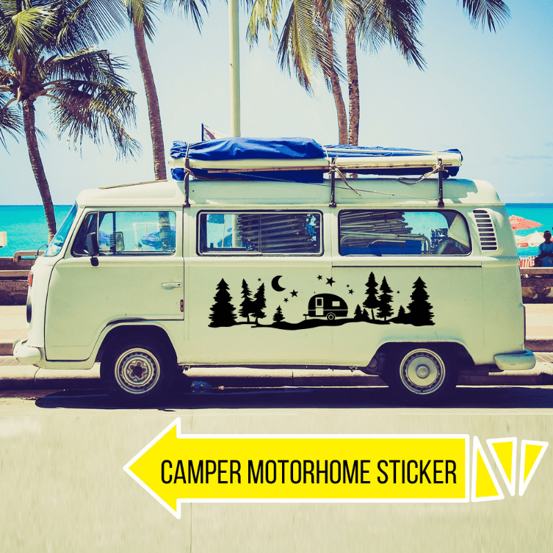 Car Auto RV Camper Sticker Motorhome Star Moon Tree Graphic Vinyl