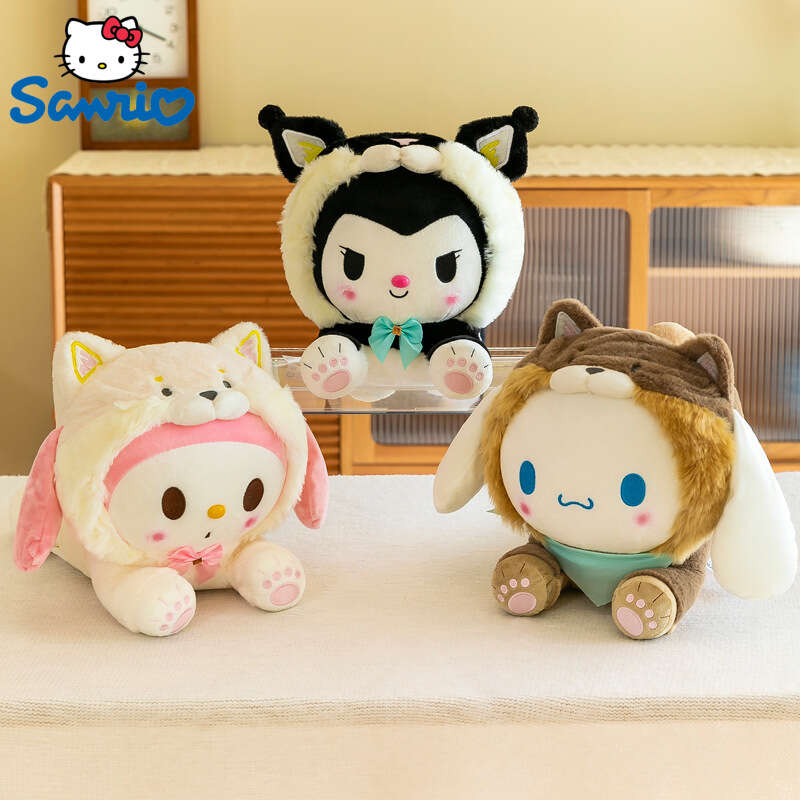 Sanrio Characters Hello Kitty Kuromi Cinnamoroll Hangyodon Pochacco Cute  Soft Plush Stuffed Doll Bag Pendants Christmas Gifts