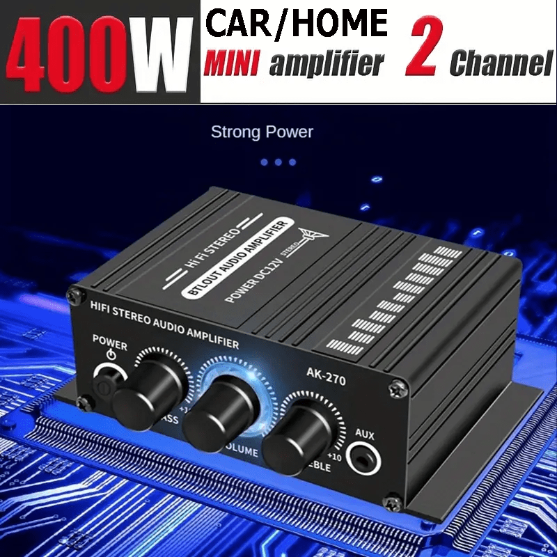 

Latest Version Universal 1pc Car Mp3 Mini Power Amplifier Channel 400w 2.0 Stereo Audio Sound Amp Bass Trebl For Home Theater Sound System