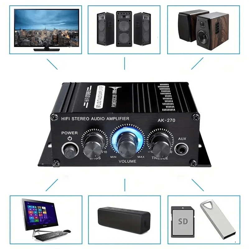 latest version universal 1pc car mp3 mini power amplifier channel 400w 2 0 stereo audio sound amp bass trebl for home theater sound system