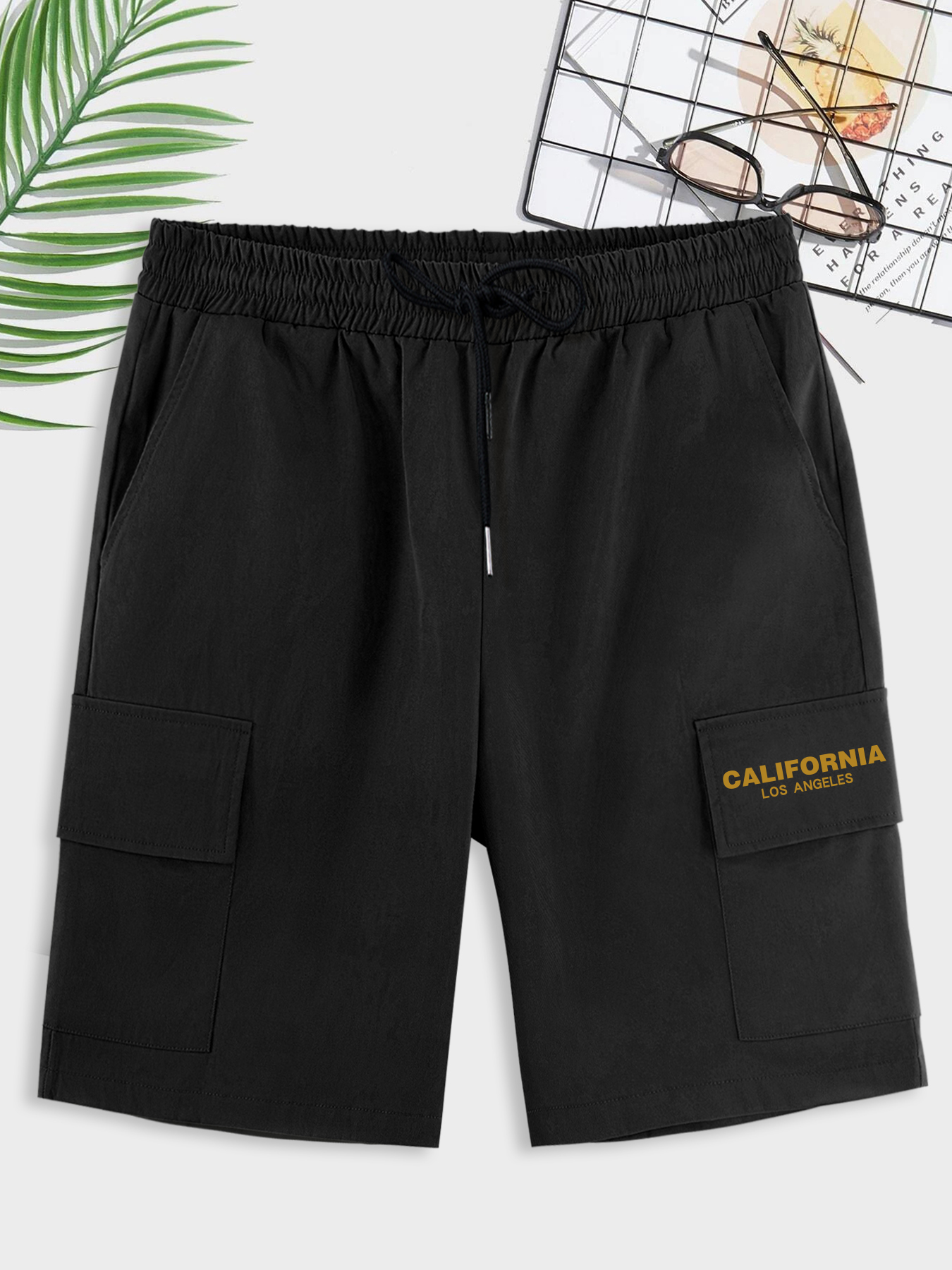 Summer Casual Shorts Men Cargo Shorts Beach Shorts Breathable Solid  Boardshorts Men Sweatpants (Color : Khaki, Size : XXX-large)