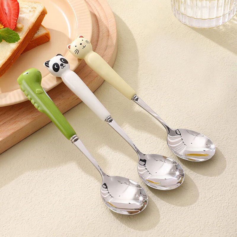 1pc Creative Ceramic Tableware Cartoon Spoon Household Cute Animal