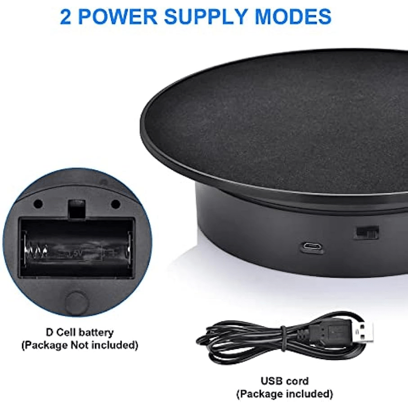 fotoconic Black Electric Motorized Rotating Turntable Display Stand, 24  Inch / 60cm Diameter, 180 Lb Centric Loading for Shop Display