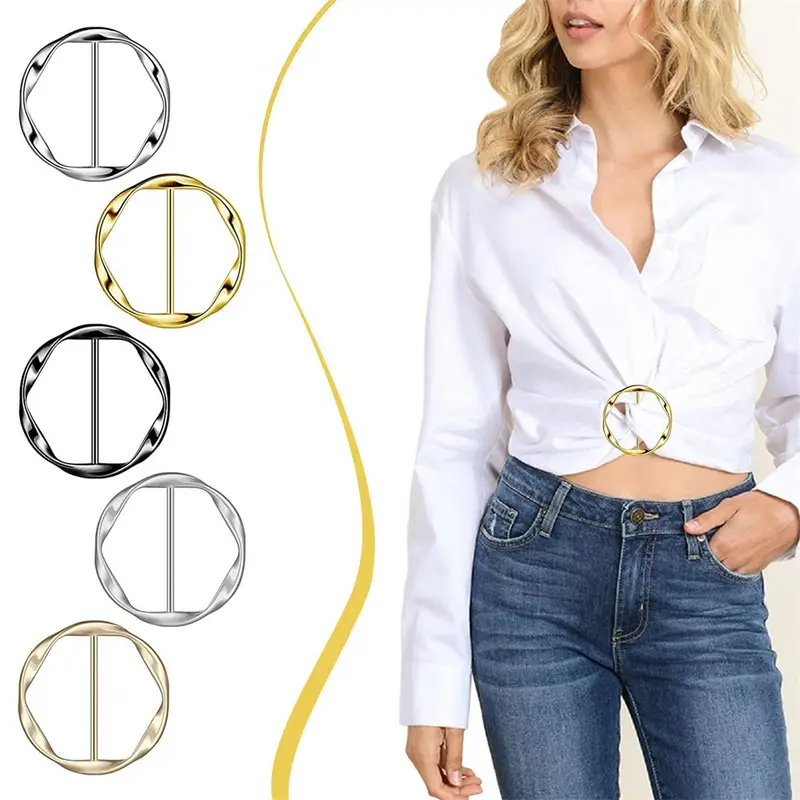 5PCS T-Shirt Clips Scarf Buckle Set Alloy Round Clothing Decoration For  Women Girls