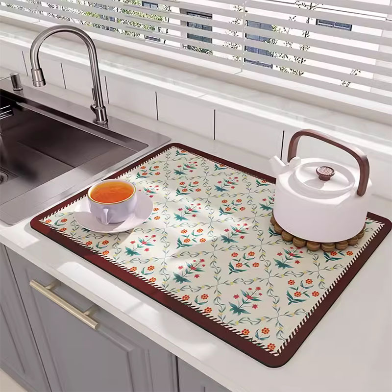 Diatom Mud Drain Pad Quickly Dry Coffee Mat Kitchen Dish Drying