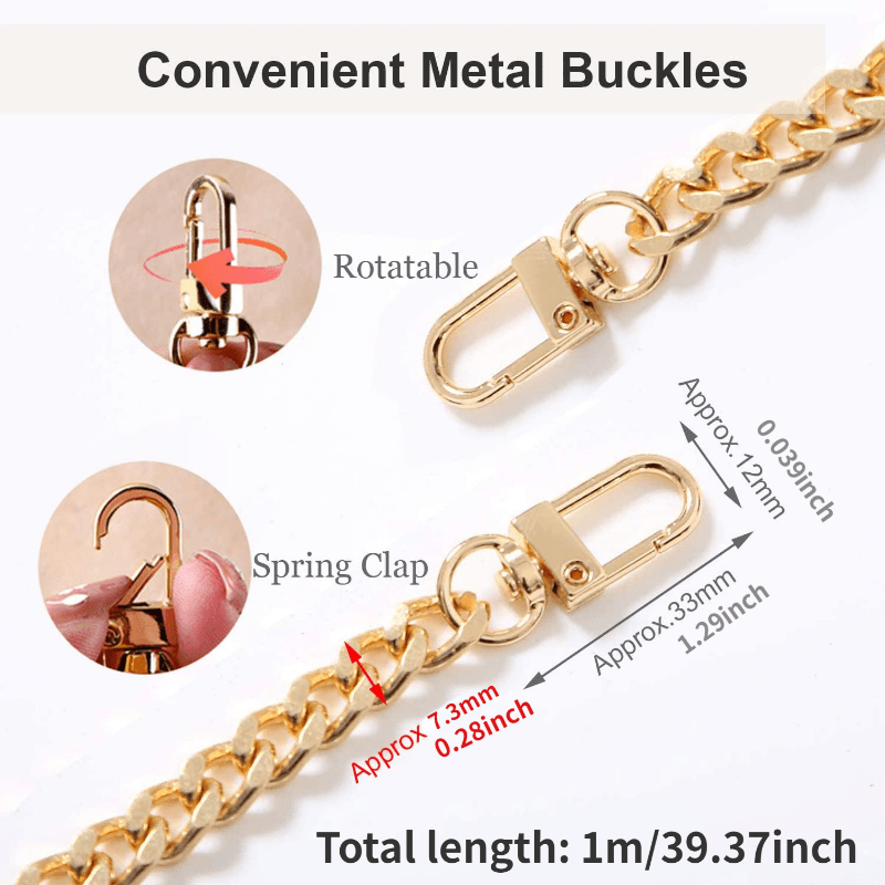 Purse Chain Strap Crossbody Bag Chains Strap Handbag Shoulder Bag Chain  Replacement Leather Chain Straps with Metal Buckles