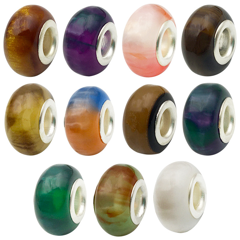 Colorful Rondelle Large Hole Inlaid Rhinestones Loose Beads - Temu