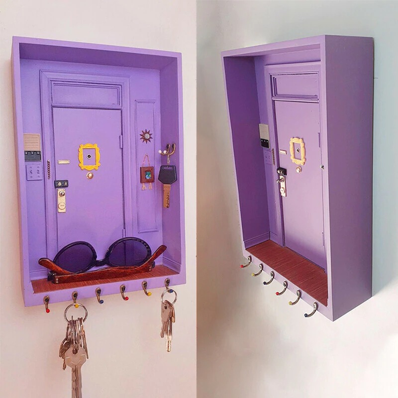 1pc Wooden Key Holder - Elevate Your Home Decor With This Stylish Wooden  Purple Entry Door Key Rack!