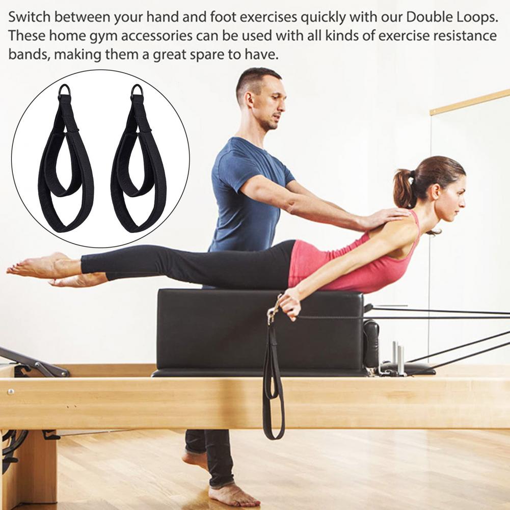 Double Loop D ring Pilates Straps For Reformer Yoga Exercise