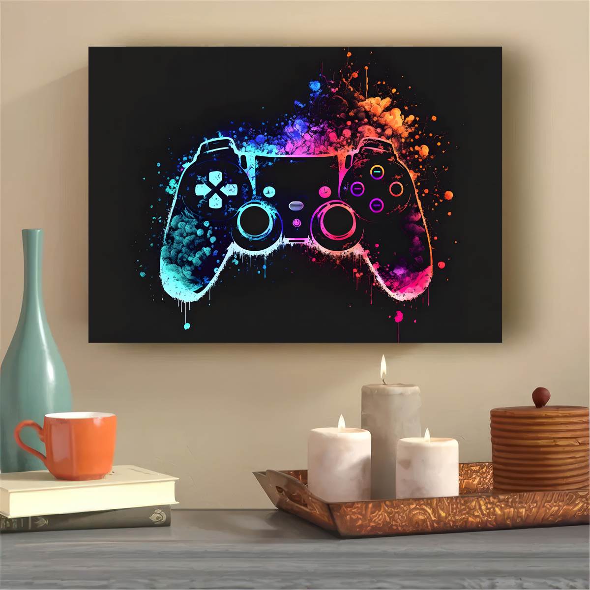 Canvas Poster Neon Light Poster Game Controller Poster Game - Temu