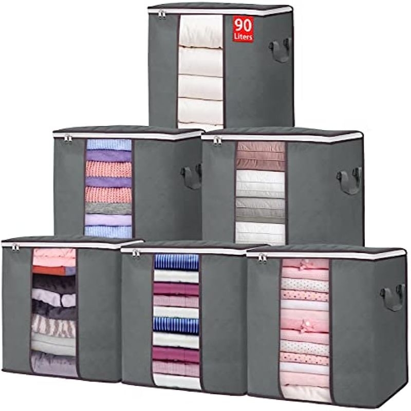  Lifewit 90L Large Storage Bags, 6 Pack Closet Organizers and  Storage, Clothes Foldable Storage Bins with Reinforced Handles, Storage  Containers for Clothing, Blanket, Comforters,Bedding, Gray : Home & Kitchen